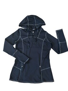 Kirkland Black Fitted Quarter Zip Running Workout Hoodie Jacket Size M